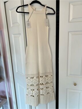 Tularosa Finley Crochet Midi Dress in Ivory NWT